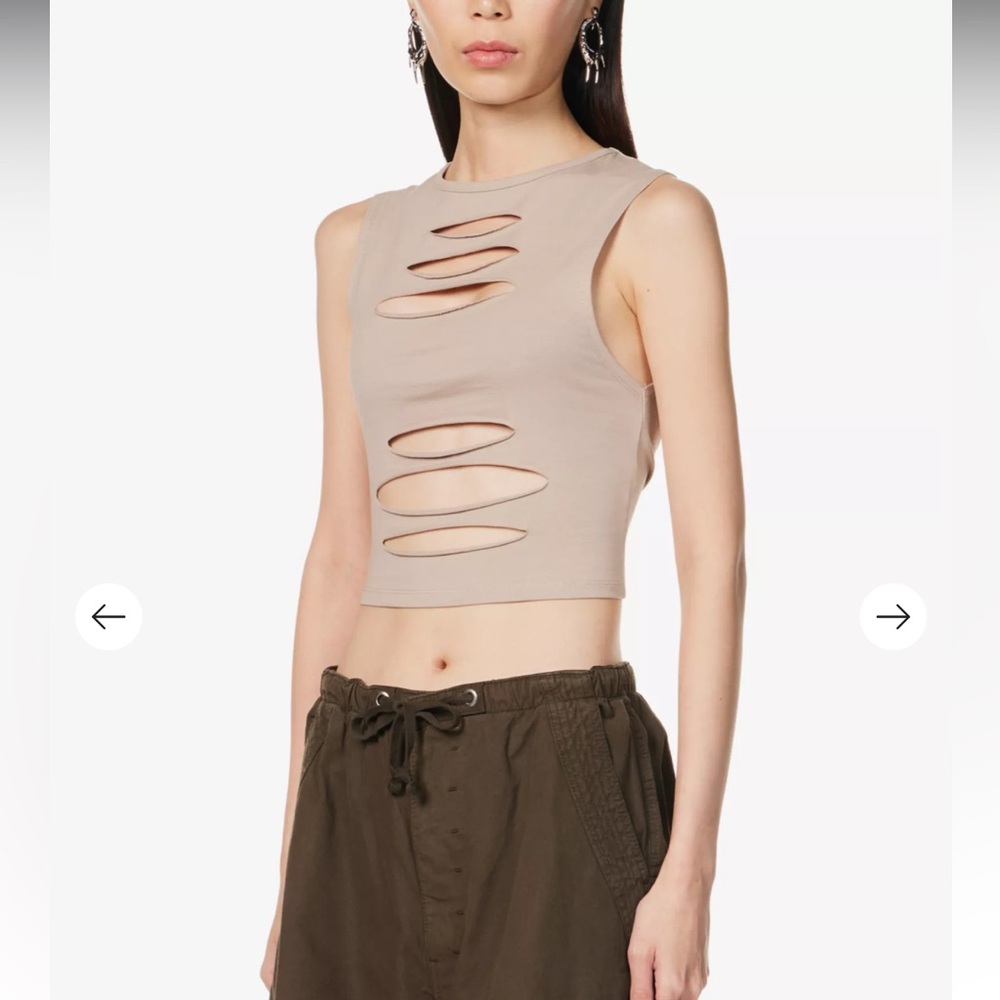 NWOT Jaded London Beige Slash Distressed Cotton Tank Top - Picture 9 of 9